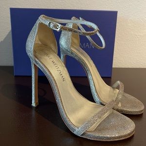 Gold stuart weitzman open shoes